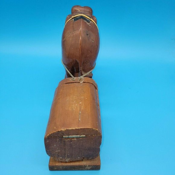 VINTAGE HAND CARVED ELEPHANT PULLING/WORKING TRUNK - Picture 5 of 8